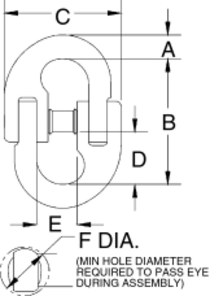 Crosby A-1337 Lok-A-Loy Connecting Link dimensional diagram