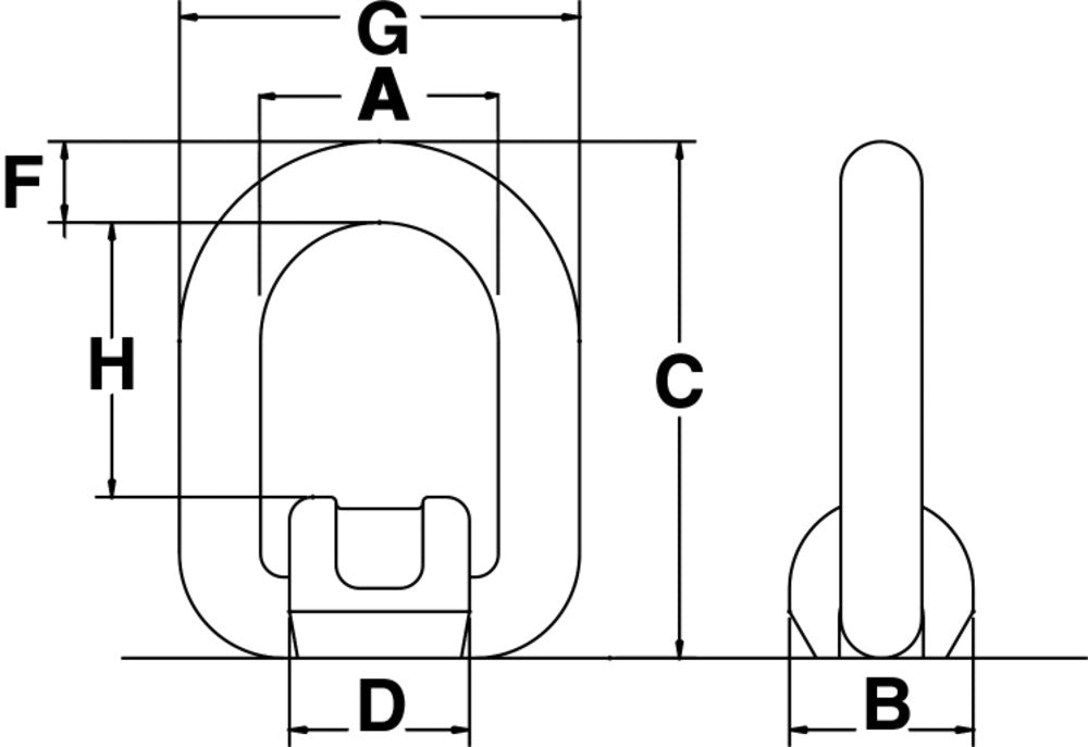 Crosby S-265 Weld-On Lifting Ring dimensional diagram