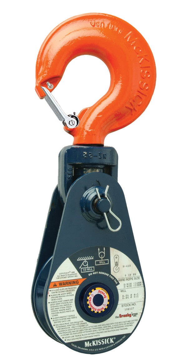 Crosby McKissick HF-1 Offshore Snatch Block with Hook Fitting