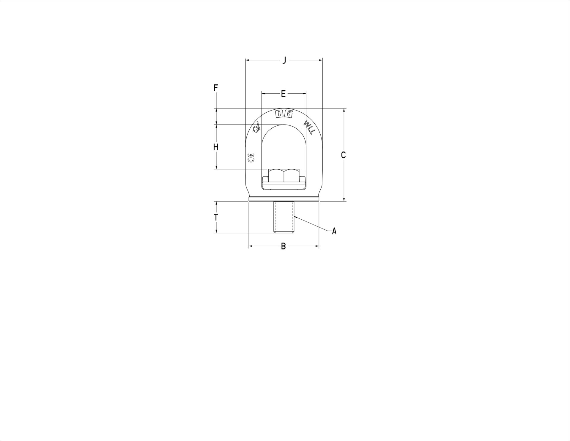 Crosby SL-150 Slide-Loc Lifting Point dimensional diagram