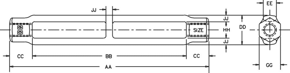 Crosby HG-2510 Turnbuckle Body dimensional diagram 1